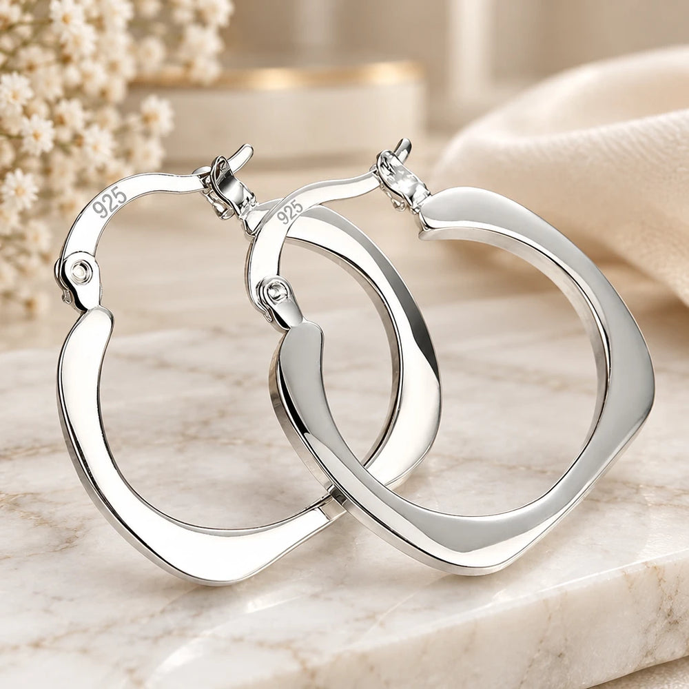 Créoles Géométriques 20 mm — Argent 925